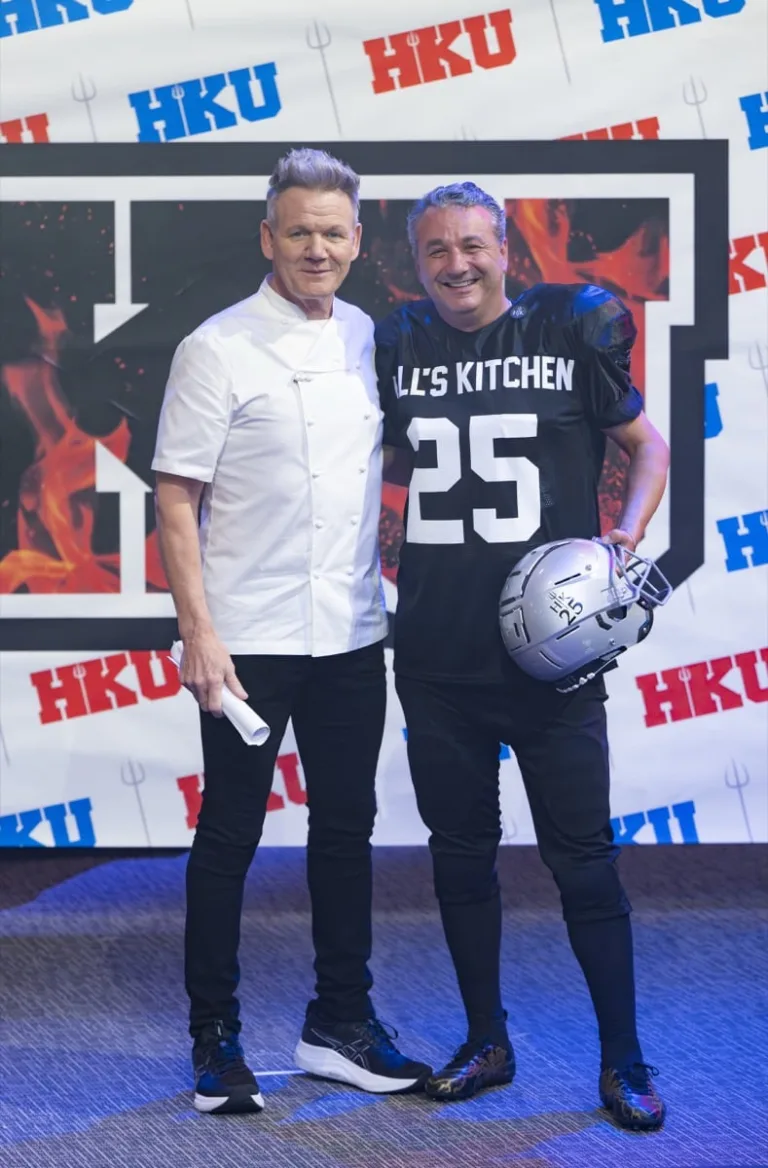 HELL'S KITCHEN: L-R: Gordon Ramsay and Hell’s Kitchen maître d’, Marino Monferrato in the "Hell’s Kitchen University " episode of HELL’S KITCHEN airing Thursday, October 15 (8:00- 9:01PM ET/PT) on FOX. CR: Jeff Neira / FOX. ©2026 FOX Media LLC.