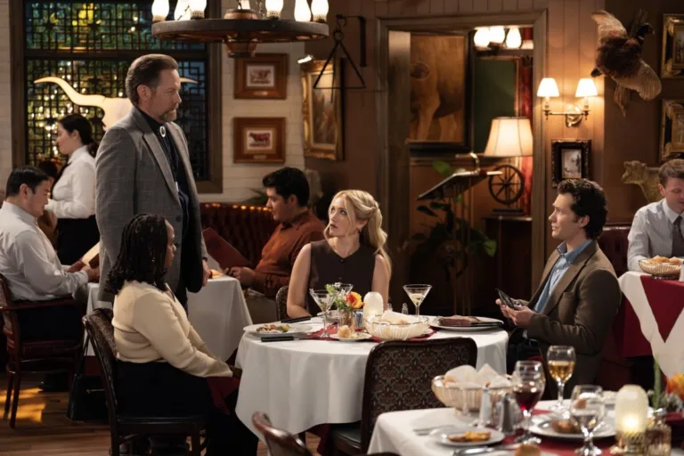 “A Serious Journalist and Your Brain on Drugs” – CBS Original Series GEORGIE & MANDY’S FIRST MARRIAGE, Scheduled to air on Thursday, October 15th (8:00-8:31 PM, ET/PT) on the CBS Television Network. Pictured (L-R): Yolanda Snowball as Rose, Matt Letscher as Fred Fagenbacher, Emily Osment as Mandy, Montana Jordan as Georgie Photo: Troy Harvey/CBS/Warner Bros. © 2026 CBS Broadcasting Inc. All Rights Reserved.