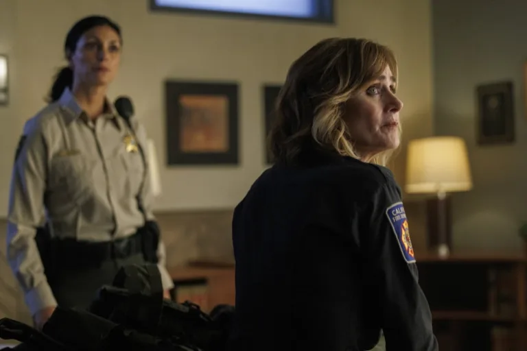 "Fire Under Fire" -- CBS Original Series Fire Country, scheduled to air on Friday, October 16 (9:00-10:00 PM, ET/PT), on the CBS Television Network. Pictured: Diane Farr as Sharon Leone. Photo: Darren Goldstein/CBS ©2026 CBS Broadcasting, Inc. All Rights Reserved.