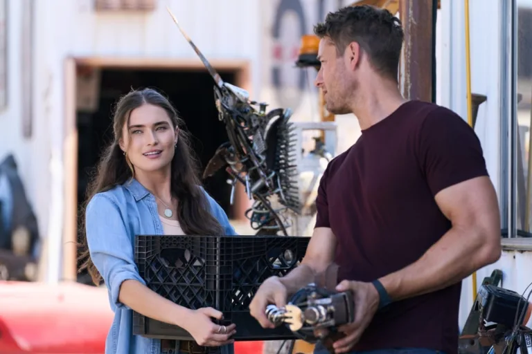 Tracker Season 4 Episode 3 "Original Parts" -- Coverage of the CBS Original Series Tracker, scheduled to air on the CBS Television Network.   Pictured (L-R): Gillian Bolt as Jenna Nova and Justin Hartley as Colter Shaw  Photo: Mike Taing/CBS ©2026 CBS Broadcasting, Inc. All Rights Reserved.