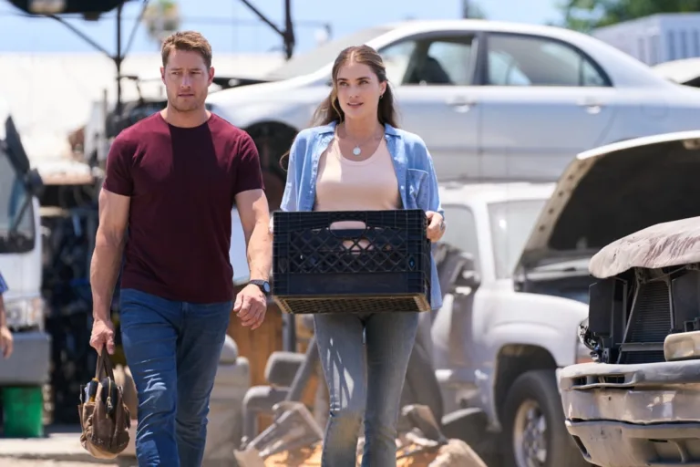 Tracker Season 4 Episode 3 "Original Parts" -- Coverage of the CBS Original Series Tracker, scheduled to air on the CBS Television Network.   Pictured (L-R):  Justin Hartley as Colter Shaw and Gillian Bolt as Jenna Nova  Photo: Mike Taing/CBS ©2026 CBS Broadcasting, Inc. All Rights Reserved.