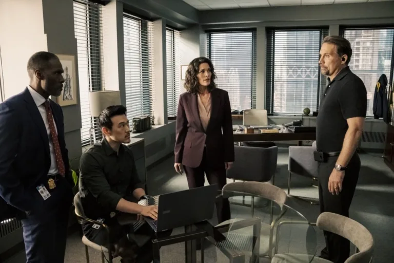 FBI Season 9 Episode 3 "White Rock" -- CBS Original Series FBI, scheduled to air on Monday, Oct. 19 (8:00-9:00 PM, ET/PT), on the CBS Television Network. Pictured (L-R): Curtiss Cook as ADIC Lawrence Green, James Chen as Ian Lim, Alana De La Garza as Special Agent in Charge Isobel Castille and Jeremy Sisto as Assistant Special Agent in Charge Jubal Valentine. Photo: Bennett Raglin/CBS ©2026 CBS Broadcasting, Inc. All Rights Reserved.