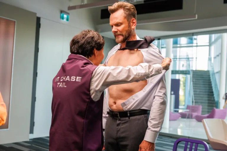 ANIMAL CONTROL Season 5 Episode 3 : L-R: Ken Jeong and Joel McHale in the “Bugs & Rabid Dogs” episode of Animal Control airing Sunday, Oct. 18 (8:30-9:00 PM ET/PT) on FOX. © 2026 Fox Media LLC. CR: Bettina Strauss/FOX.