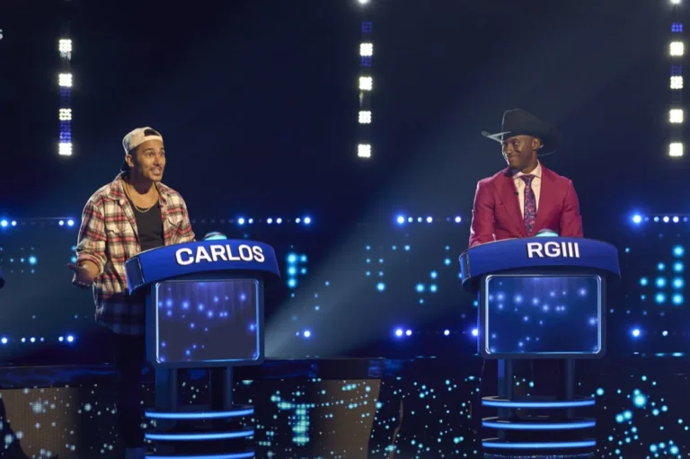 CELEBRITY WEAKEST LINK: L-R: RGIII & Grete Griffin, Ashley Iaconetti & Jared Haibon, Boris Kodjoe & Nicole Ari Parker, Alexa PenaVega & Carlos PenaVega with Host Jane Lynch (C) in the CELEBRITY WEAKEST LINK “Power Couples” Season Premiere episode airing Monday, Oct. 19 (9:01-10:00 PM ET/PT) on FOX. © 2026 Fox Media LLC. CR: Tom Griscom/FOX.