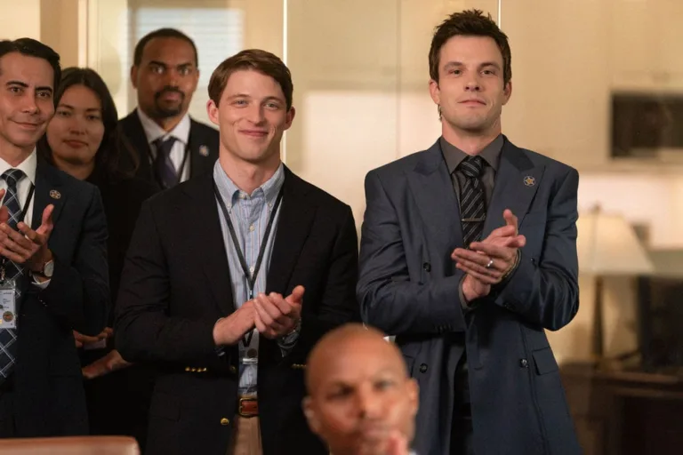 LINE OF FIRE -- "Cul-de-Sac" Episode 105 -- Pictured: (l-r) Taylor Bloom as Russ Hollingsworth, Tommy O'Brien as Mike Jr. "Micah" Hollingsworth -- (Photo by: Ralph Bavaro/NBC)