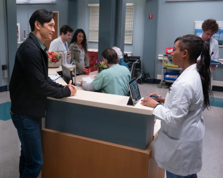 GREY’S ANATOMY Season 23 Episode 2 - “Slippin’ and Slidin’” - As Bailey adjusts to student life, she and Blue respond to a fraternity hazing mishap. Meredith juggles Boston and Seattle as she advocates for a young patient, and Amelia and Toni support Jo. THURSDAY, OCT. 22 (10:00-11:00 p.m. EDT) on ABC. (Disney/Ser Baffo)
HARRY SHUM JR., ALEXIS FLOYD