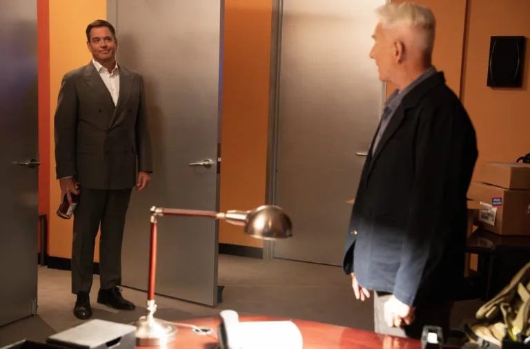 "Return of the Mack" -- Coverage of the CBS Original Series NCIS: Origins, scheduled to air Tuesday, Oct. 20 (10:00 PM, ET/PT) on the CBS Television Network.    Pictured (L to R): Michael Weatherly as Tony DiNozzo, Mark Harmon as Leroy Jethro Gibbs. Photo: Robert Voets/CBS ©2026 CBS Broadcasting, Inc. All Rights Reserved.