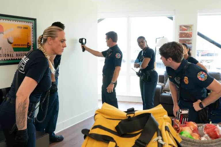 9-1-1: NASHVILLE - “Boys and Boils” - The 113 investigates cries in an apartment’s walls and deadly beauty products. Meanwhile, Nashville’s newest criminal threatens more plagues and surprises Cammie with a direct call. Don clashes with Ryan, and Blythe firmly maintains the bed divorce. THURSDAY, OCT. 22 (9:00-10:00 p.m. EDT) on ABC. (Disney/Jake Giles Netter) 
CHRIS O'DONNELL, HAILEY KILGORE, MICHAEL PROVOST