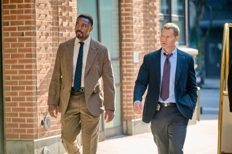 Law & Order Season 26 Episode 3 -- "Bad News" Episode 26003 -- Pictured: (l-r) David Ajala as Det. Theo Walker, James Badge Dale as Det. Robert Calvino -- (Photo by: Scott Gries/NBC)