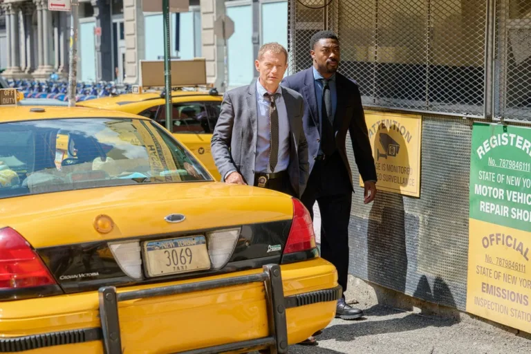 LAW & ORDER -- "Bad News" Episode 26003 -- Pictured: (l-r) James Badge Dale as Det. Robert Calvino, David Ajala as Det. Theo Walker -- (Photo by: Scott Gries/NBC)