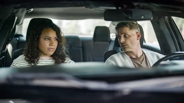 Sheriff Country Season 2 Episode 3- “Ulysses” -- CBS Original Series Sheriff Country, scheduled to air on Friday, Oct. 23 (8:00-9:00 PM, ET/PT), on the CBS Television Network. Pictured (L-R): Michele Weaver as Cassidy and Matt Lauria as Boone. Photo: CBS ©2026 CBS Broadcasting, Inc. All Rights Reserved. Highest quality screengrab available.