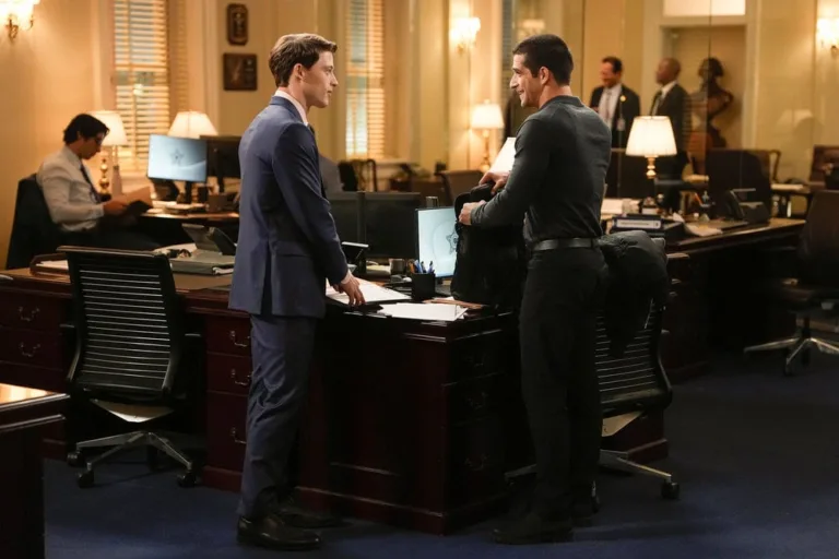 LINE OF FIRE -- "Cabin Pressure" Episode 106 -- Pictured: (l-r) Taylor Bloom as Russ Hollingsworth, Tyler Posey as Brandon Hayes -- (Photo by: Spencer Pazer/NBC)