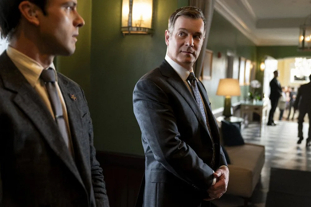 Line of Fire Season 1 Episode 6 -- "Cabin Pressure" Episode 106 -- Pictured: (l-r) Tommy O'Brien as Mike Jr. "Micah" Hollingsworth, Peter Krause as Mike Hollingsworth -- (Photo by: Ralph Bavaro/NBC)