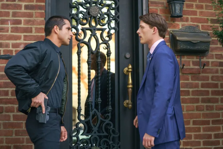 LINE OF FIRE -- "Cabin Pressure" Episode 106 -- Pictured: (l-r) Tyler Posey as Brandon Hayes, Taylor Bloom as Russ Hollingsworth -- (Photo by: Matt Infante/NBC)