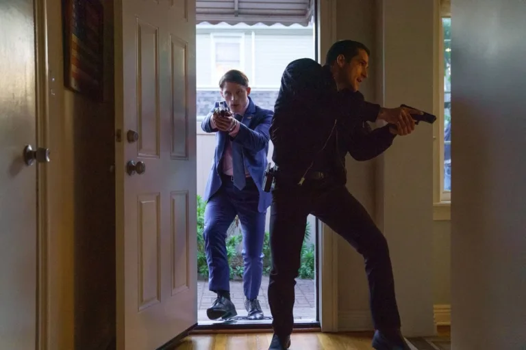 LINE OF FIRE -- "Cabin Pressure" Episode 106 -- Pictured: (l-r) Taylor Bloom as Russ Hollingsworth, Tyler Posey as Brandon Hayes -- (Photo by: Matt Infante/NBC)