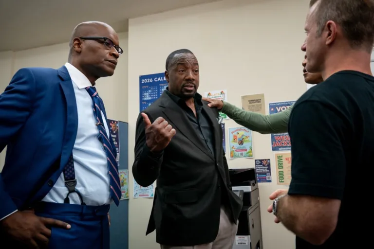 NCIS New York Season 1 Episode 4 - "Homecoming" - CBS Original Series NCIS: NEW YORK scheduled to air on the CBS Television Network. Pictured (L-R): Darien Sills-Evans as Councilman Wesley Jackson, Malik Yoba as Curtis Allen, and Scott Caan as NCIS Special Agent Nick Schaeffer. Photo: Michael Greenberg/CBS ©2026 CBS Broadcasting, Inc. All Rights Reserved.