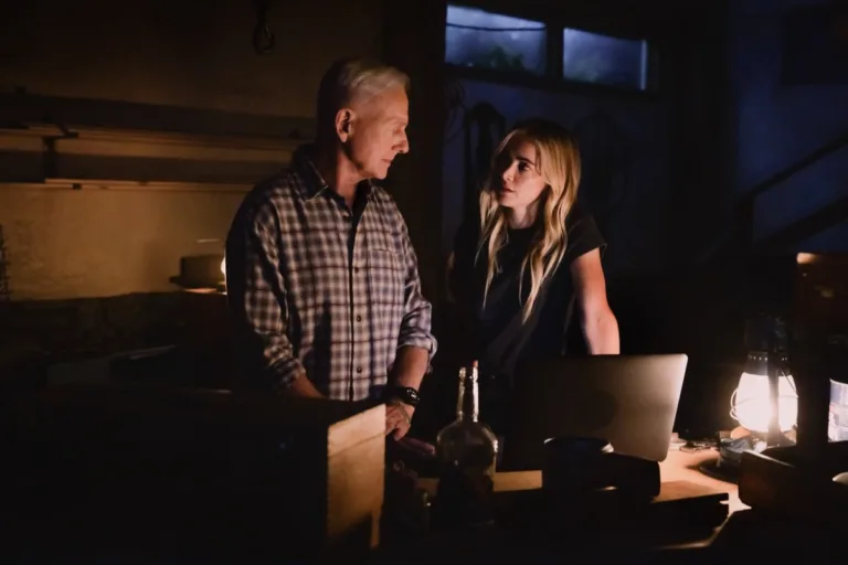 NCIS Origins Season 3 Episode 4 - "Shimmy Shimmy Ya" -- Coverage of the CBS Original Series NCIS: Origins, scheduled to air on the CBS Television Network. Pictured: Mark Harmon as Leroy Jethro Gibbs, Emily Wickersham as Eleanor “Ellie” Bishop. Photo: Sonja Flemming/CBS ©2026 CBS Broadcasting, Inc. All Rights Reserved.