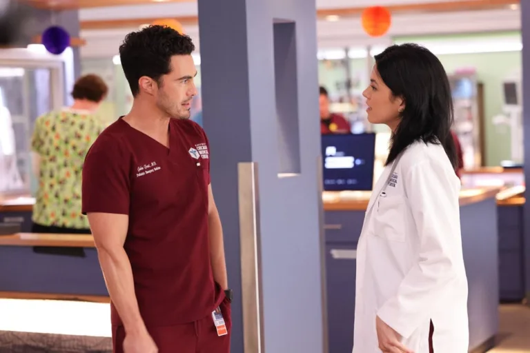 CHICAGO MED Season 12 Episode 4 -- "Tomorrow, and Tomorrow, and Tomorrow" Episode 1204 -- Pictured: (l-r) Darren Barnett as Dr. John Frost, An-Li Bogan as Dr. Annie Wu -- (Photo by: George Burns Jr/NBC)