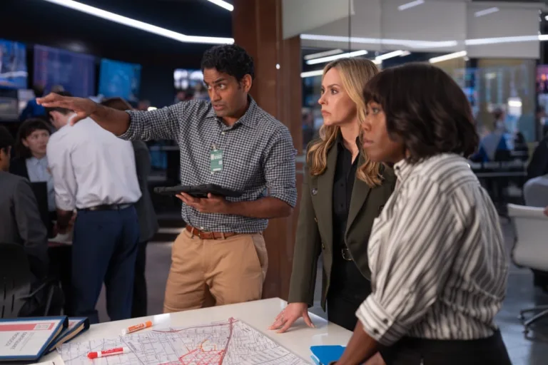 9-1-1 Season 10 Episode 3 : “Streets of Fire” - In the wake of the volcanic eruption, Maddie and the 118 race to divert a river of lava before it consumes a packed hospital. Athena, still trapped underground, faces a massive obstacle that cuts her off from any chance of calling for help. THURSDAY, OCT. 29 (8:00-9:00 p.m. EDT) on ABC. (Disney/Christopher Willard) 
SANJAY RAO, JENNIFER LOVE HEWITT, ANGELA ALISE