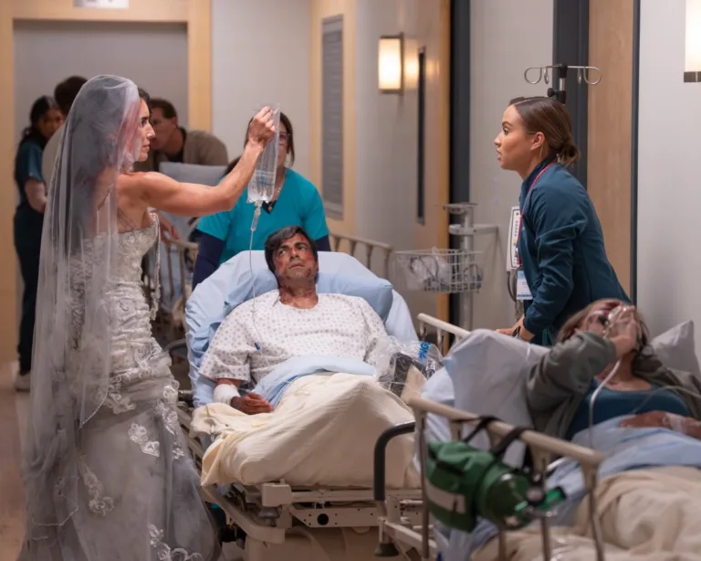 9-1-1: “Streets of Fire” - In the wake of the volcanic eruption, Maddie and the 118 race to divert a river of lava before it consumes a packed hospital. Athena, still trapped underground, faces a massive obstacle that cuts her off from any chance of calling for help. THURSDAY, OCT. 29 (8:00-9:00 p.m. EDT) on ABC. (Disney/Christopher Willard) 
FRANKIE CORZO, MASUD MAJEED, CORINNE MASSIAH