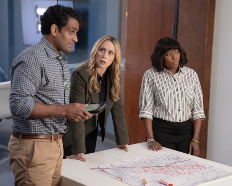 9-1-1 Season 10 Episode 3 : “Streets of Fire” - In the wake of the volcanic eruption, Maddie and the 118 race to divert a river of lava before it consumes a packed hospital. Athena, still trapped underground, faces a massive obstacle that cuts her off from any chance of calling for help. THURSDAY, OCT. 29 (8:00-9:00 p.m. EDT) on ABC. (Disney/Christopher Willard) 
SANJAY RAO, JENNIFER LOVE HEWITT, ANGELA ALISE