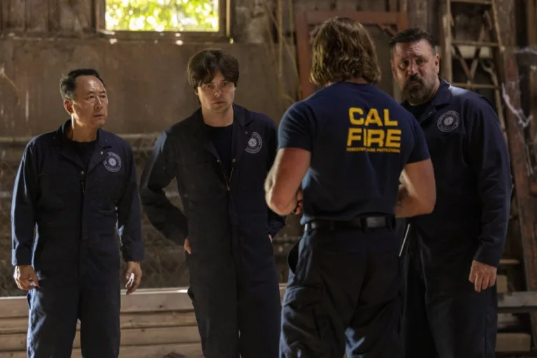"Winners & Losers" -- CBS Original Series Fire Country, scheduled to air on Friday, Oct. 30 (9:00-10:00 PM, ET/PT), on the CBS Television Network.  Pictured (L-R): James Yi as Father Faucher, Brendan Meyer as Milo, and Nels Lennarson as Paulie. Photo: Justine Yeung/CBS ©2026 CBS Broadcasting, Inc. All Rights Reserved.
