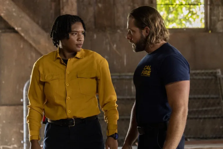 Fire Country Season 5 Episode 4 - "Winners & Losers" -- CBS Original Series Fire Country, scheduled to air on Friday, Oct. 30 (9:00-10:00 PM, ET/PT), on the CBS Television Network.  Pictured (L-R): Jules Latimer as Eve Edwards and Max Thieriot as Bode Leone. Photo: Justine Yeung/CBS ©2026 CBS Broadcasting, Inc. All Rights Reserved.