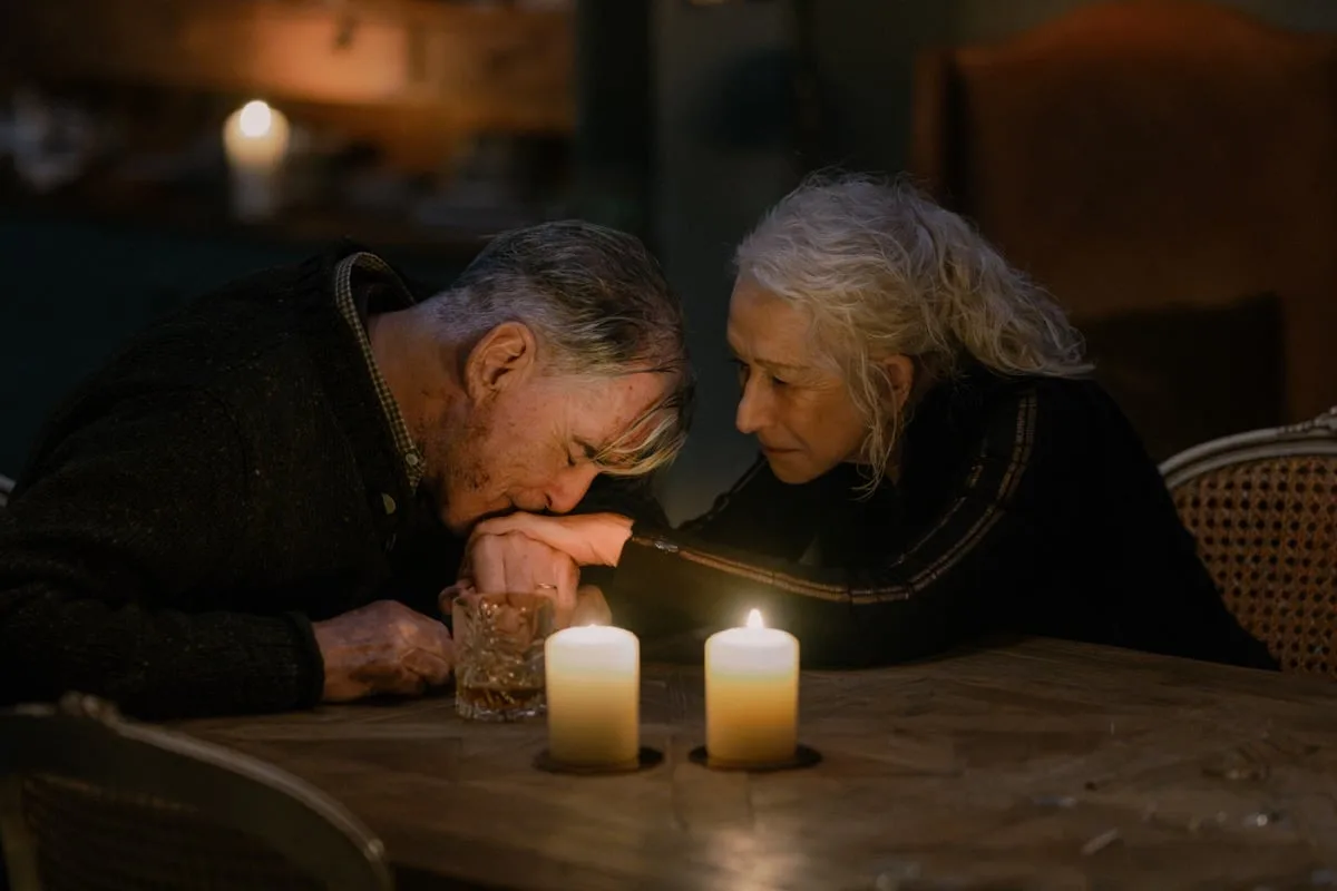 MobLand Season 2 Episode 7 Ace of Spades L-R Pierce Brosnan as Conrad Harrigan and Helen Mirren as Maeve Harrigan In MobLand, episode 7, season 2, streaming on Paramount+, 2026. Photo Credit: Luke Varley/Paramount+